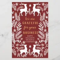 Budget Red Nordic Reindeer Business Holiday Card