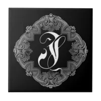 Elegant Goth Initial I Ceramic Tile