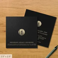 Elegant Black and Gold Square Business Cards