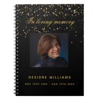 Guest book memorial funeral black gold photo