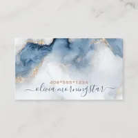 Elegant Sapphire Gold Fluid  Alcohol Ink Business Card