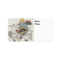 Vintage Girl With Chicks Pricing Sticker