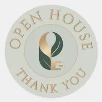 Open House Thank You Seal Logo Sticker Sage + Gold