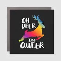 Oh Deer Queer Pride Minimal Artistic Style  Car Magnet