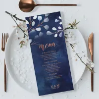 Watercolor Snowdrops Wedding Navy/Copper ID726 Menu