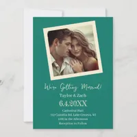 Vintage Sea Foam Green & Cream Retro Photo Wedding Invitation