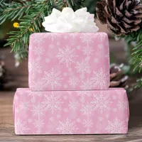 Elegant Modern Snowflake Pattern Pink Christmas Wrapping Paper