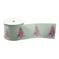 Sage red Pagoda Christmas Tree  Satin Ribbon