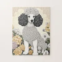 Poodle in Whimsical Flowers  Jigsaw Puzzle