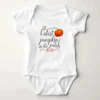 cutest pumpkin in the patch thanksgiving fall baby bodysuit