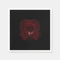 Crying Heart In Red  - Skeleton Hands Hearts Napkins