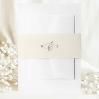 Ivory Cream Elegant Simple Monogram Wedding Invitation Belly Band