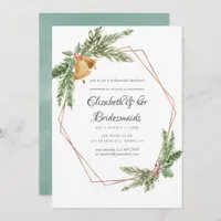 Watercolor Geometric Christmas Bridesmaid Luncheon Invitation