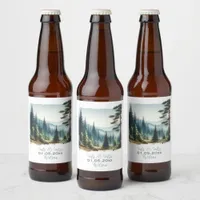 Pine Forest Rustic Wedding Beer Bottle Label