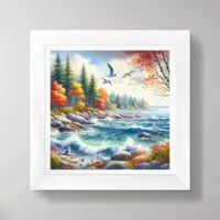 Fall Coastal Beach Art for Small Spaces Framed Art