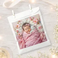 Pink Floral Baby Girl and White Kitten Favor Bag