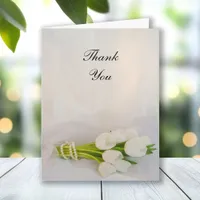 White Tulip Bouquet Spring Wedding Thank You