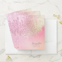 Foil Abstract Gold Peach ID775 Pocket Folder