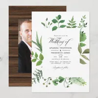 Rustic Country Barn Greenery Wedding Photo Invitation