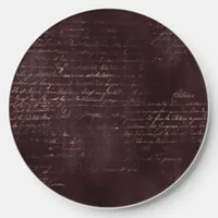 Burgundy and Rose Gold Vintage Calligraphy Wireless Charger