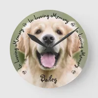 Pet Memorial Dog Photo Pet Loss In Loving Memory Round Clock
