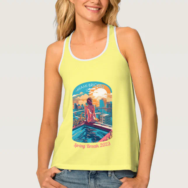 Miami Brickell Woman on a Rooftop Hottub Tank Top