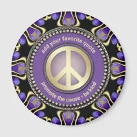 Purple PEACE Gold Royal Geometry SAY-iT Mandala Magnet