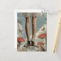 Sexy Legs in Fantasy Mushrooms and Butterflies Postcard