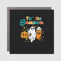 Tis The Season Pumpkin Latte Retro Halloween Fall Car Magnet
