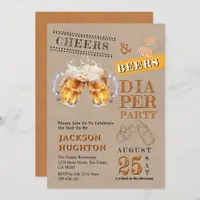 Rustic Kraft Cheers & Beers Diaper Party Invitation