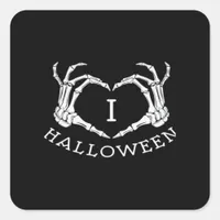 Halloween! Classic - Skeleton Hands Heart Square Sticker