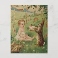 Vintage Easter Child and Rabbit Postcard