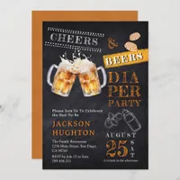 Rustic Chalkboard Cheers & Beers Diaper Party Invitation