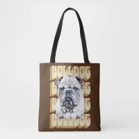 English Bulldog with Retro Font Tote Bag