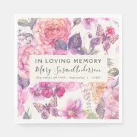 In Loving Memory Butterfly Funeral Memorial Wake Napkins