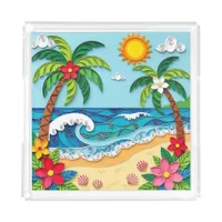Palm Trees on the Beach  Acrylic Tray
