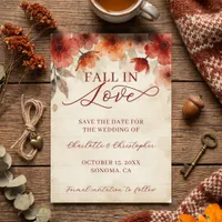 Autumn Terracotta Floral Fall In Love Wedding Save The Date