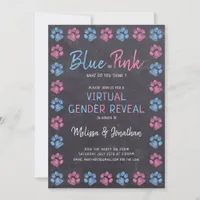 Chalkboard Blue Pink Virtual Gender Reveal Invitation
