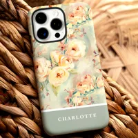 Chic Yellow Roses Custom Name Floral  iPhone 16 Pro Max Case