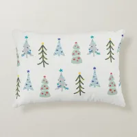 Cute Christmas trees doodle Accent Pillow