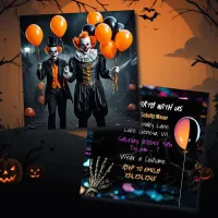 Spooky Clowns Holding Balloons Halloween Party