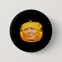 Scary Trumpkin Pumpkin Halloween Party Design Button