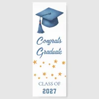 Graduation blue gold stars cap bookmarks