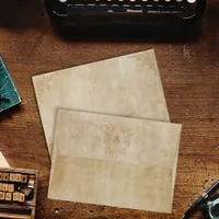 Vintage Monogram Aged Paper Rustic Antique Look Envelope