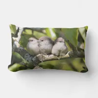 Cute Baby Bushtit Songbirds in the Pear Tree Lumbar Pillow