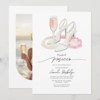 Pearls and Prosecco Bridal Shower Photo Invitation