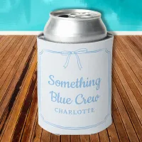 Something Blue Crew Elegant Bow Custom Name  Can Cooler