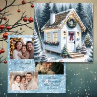 Cute Festive White Tiny Home Christmas Holiday Card