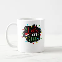 Let's Get Lit Funny Christmas Drinking Lights Sant Coffee Mug