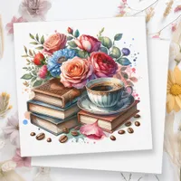 Coffee, Books and Flowers | Thinking About You Card